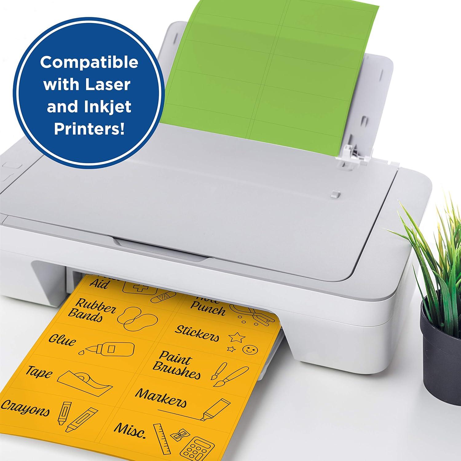 imagePrintWorks Neon Labels 2quot x 4quot  200 Colored Address Labels 20 Sheets  Fluorescent Pink Orange Green ampamp Yellow Colored Stickers for Labeling  Made in The USA  Printer Compatible 00671