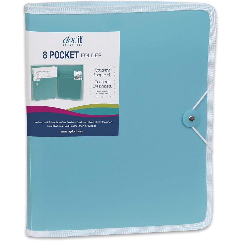 imageDocIt 8 Pocket Folder Multi Pocket Folder Perfect for School Office and Project Organization Expanding Folder Holds 200 Letter Size Papers Blue 00908BLSingle