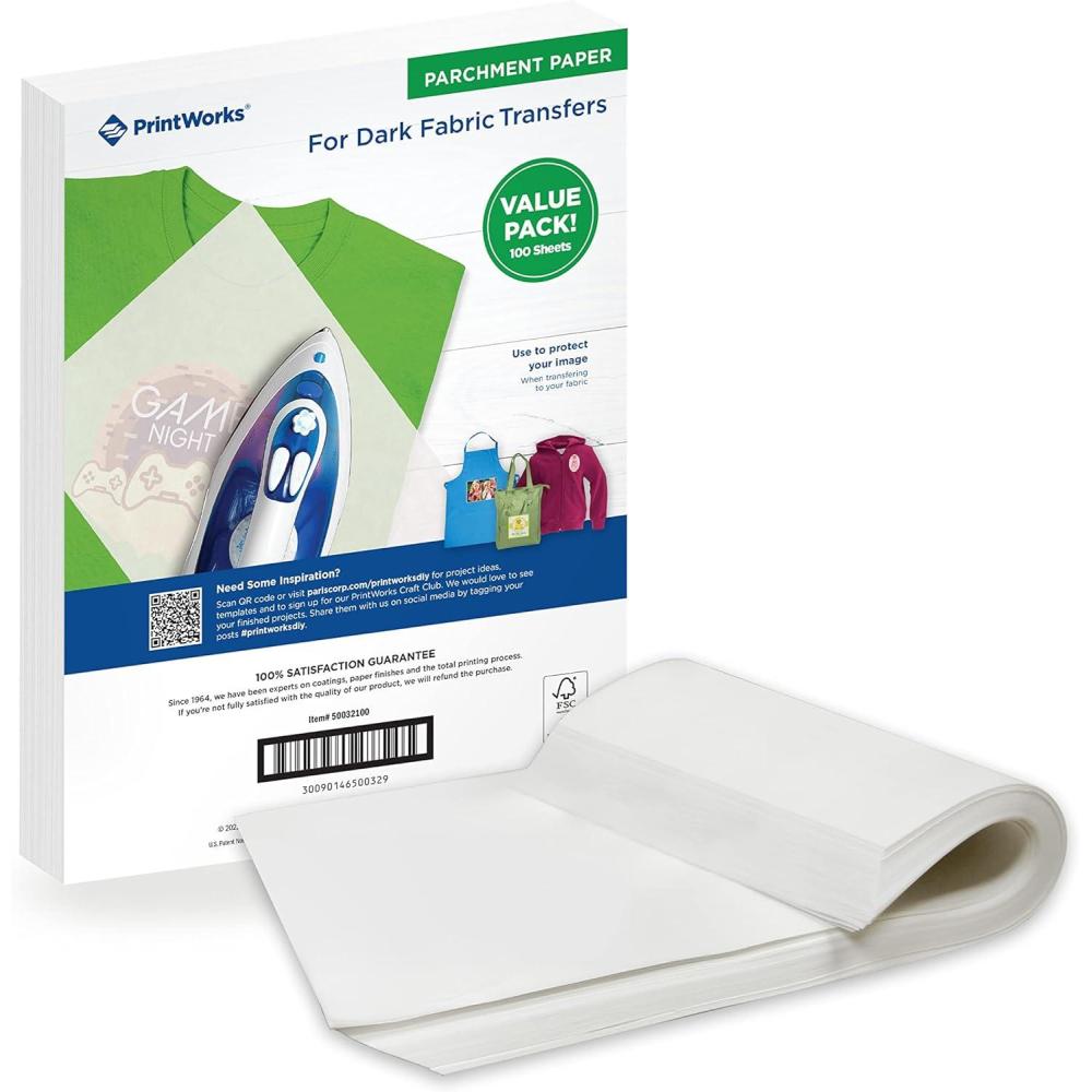 imagePrintworks Bulk Parchment Transfer Paper for Printable Vinyl for Iron and Heat Press 100 Sheets 85 x 11 50032100