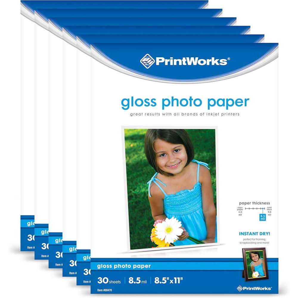 imagePrintworks Gloss Photo Paper for Use with Inkjet Printers Heavyweight 85 mil 85 x 11 30 Sheets 00470 White85 x 11
