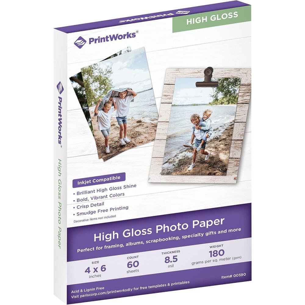 imagePrintworks High Gloss Photo Paper for Inkjet Printers 85 mil 60 Sheets 4 x 6 00590