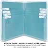 DocIt 8 Pocket Folder, Multi Pocket Folder Perfect for School, Office and Project Organization, Expanding Folder Holds 200 Letter Size Papers, Blue (00908-BL)(Single)