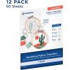 Printworks Vanishing Embroidery Transfers, for White/Light-Colored Fabrics, 12 Sheets, Inkjet, 8.5 x 11 (00524)(60 Sheets)