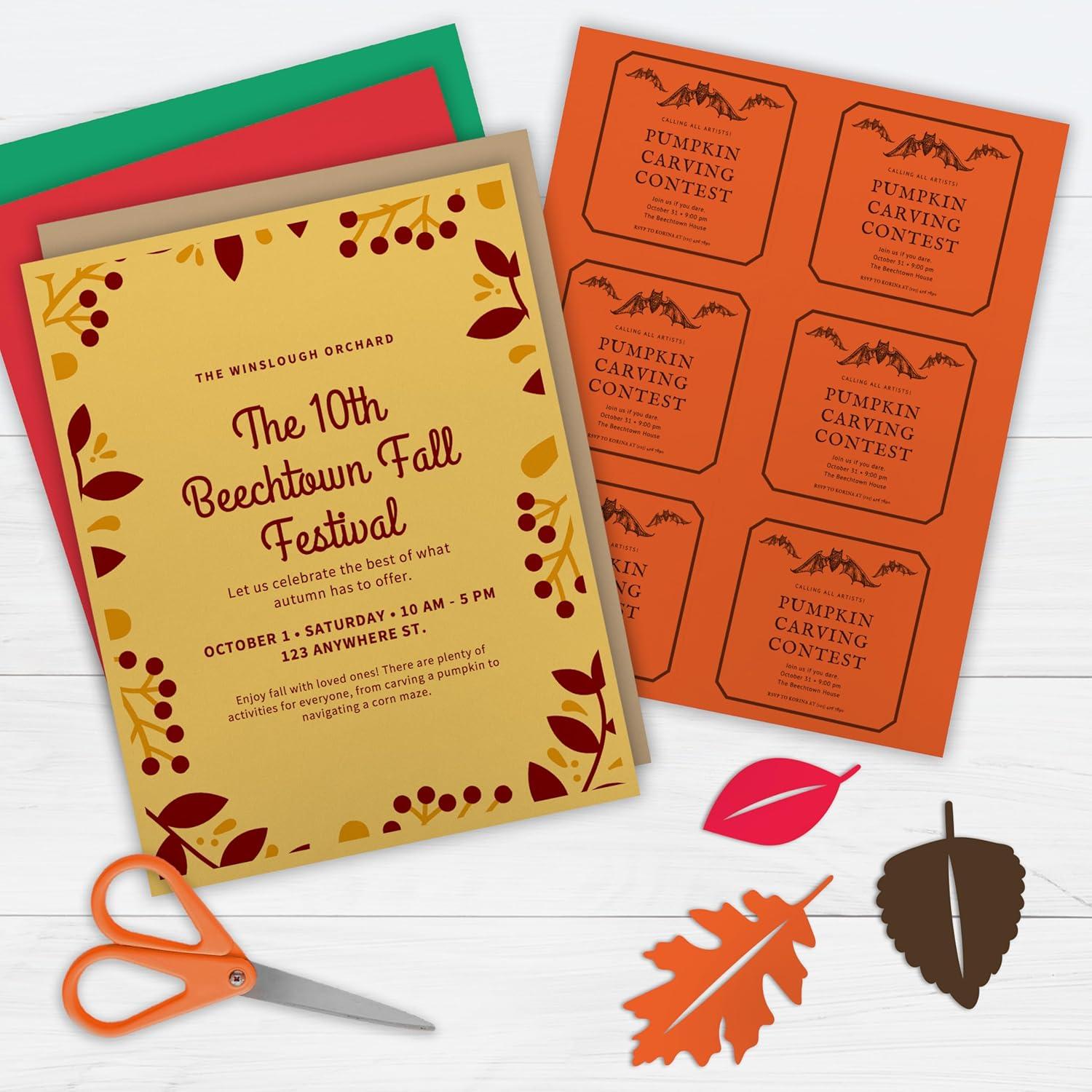 imagePrintWorks Autumn Cardstock 85quot x 11quot  200 Sheets  5 Assorted Fall Cardstock Colors  Ideal for School ampamp Craft Projects  67 lb147 gsm ampamp 65 lb176 gsm  Made in the USA 00598