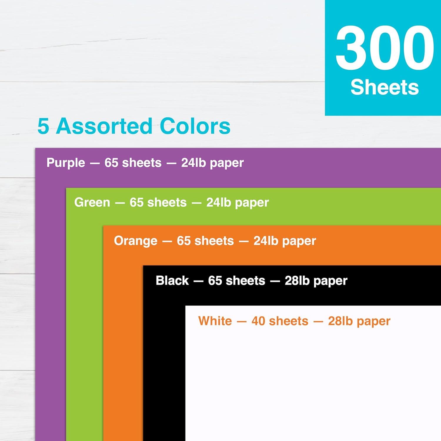 imagePrintWorks Halloween Paper 85quot x 11quot  300 Sheets  5 Assorted Colors  Ideal for School ampamp Craft Projects  Made in the USA  FSC Certified  24 lb89 gsm ampamp 28 lb105 gsm 00582