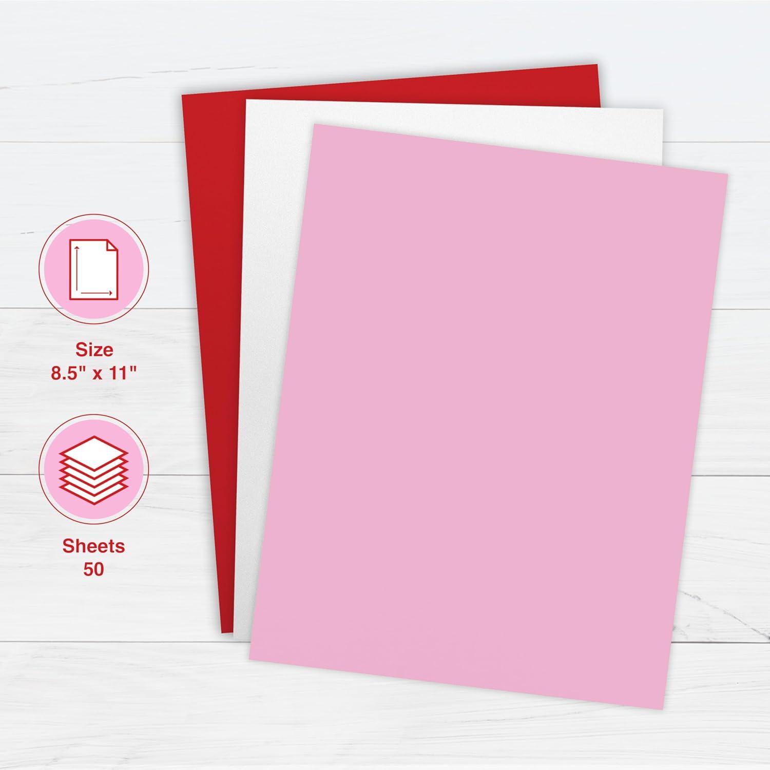 imagePrintWorks Valentine Cardstock 85quot x 11quot  50 Sheets  3 Assorted Colors Red Pink ampamp White  Ideal for School ampamp Craft Projects  67 lb147 gsm ampamp 65 lb176 gsm  Made in the USA 00652