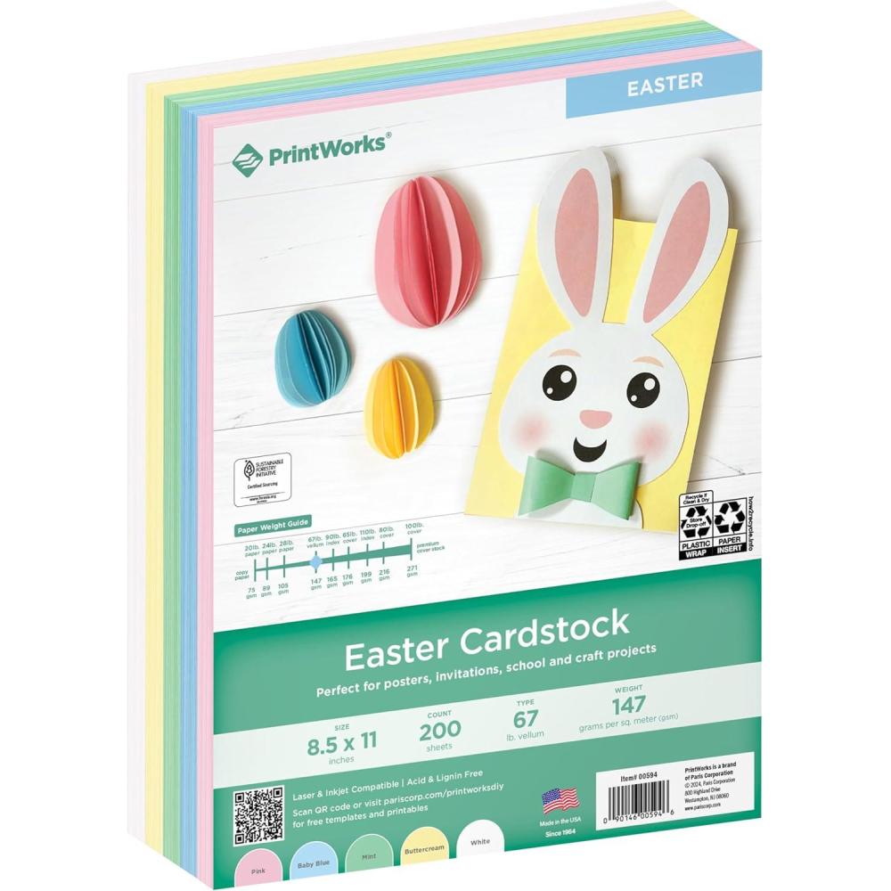 imagePrintWorks Americana Cardstock 85quot x 11quot  200 Sheets  Red White ampamp Blue Cardstock Colors  Ideal for School ampamp Craft Projects  67 lb147 gsm ampamp 65 lb176 gsm  Made in the USA 00595Easter