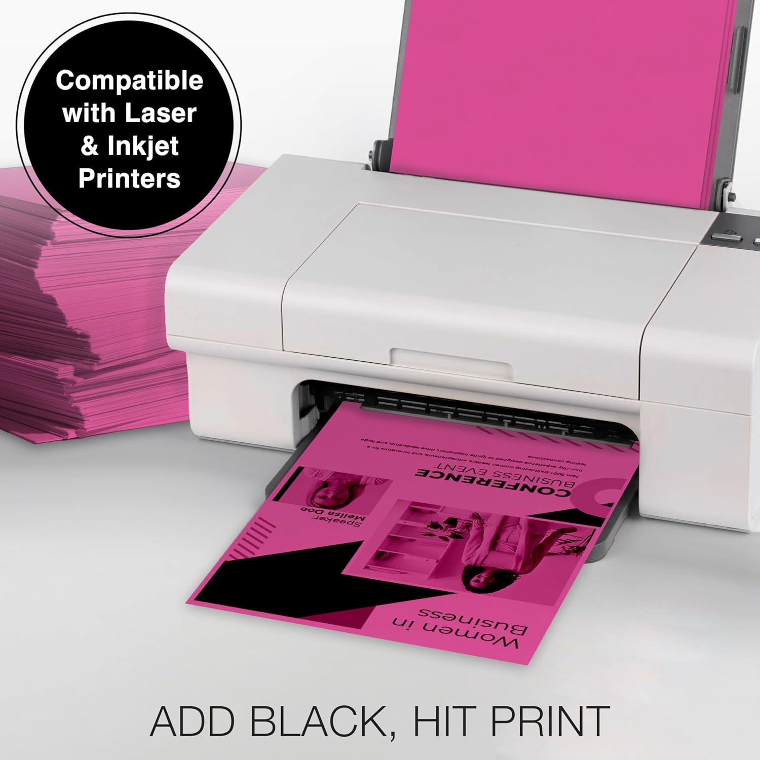 imagePrintWorks Bright Red Colored Cardstock 85 x 11  65 lb176 gsm  250 Sheets  Made in the USA  FSC Certified  AcidFree ampamp FadeResistant  Printer ampamp Cut Machine Compatible 00117Fuchsia Pink