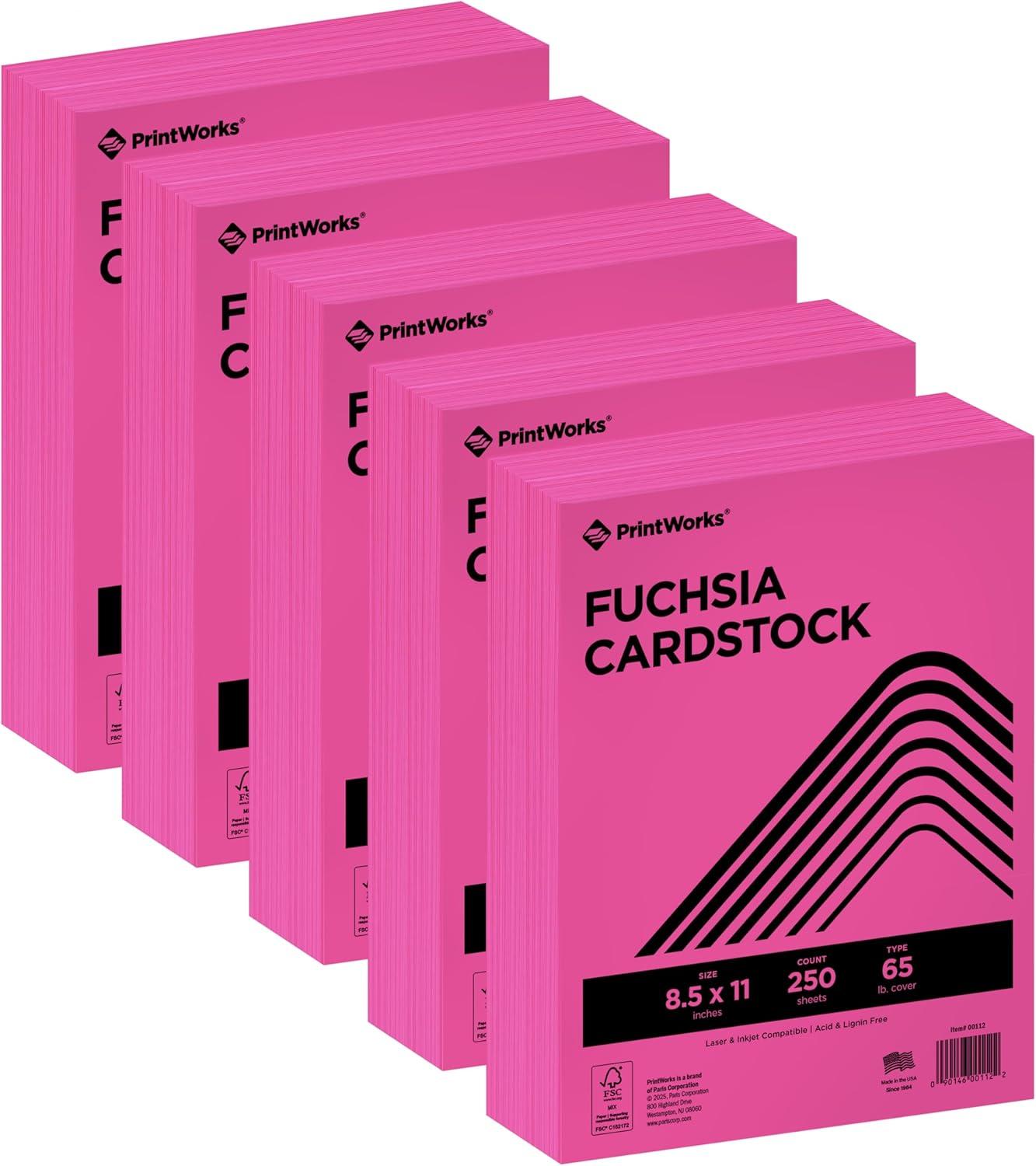 imagePrintWorks Bright Red Colored Cardstock 85 x 11  65 lb176 gsm  250 Sheets  Made in the USA  FSC Certified  AcidFree ampamp FadeResistant  Printer ampamp Cut Machine Compatible 00117Fuchsia Pink