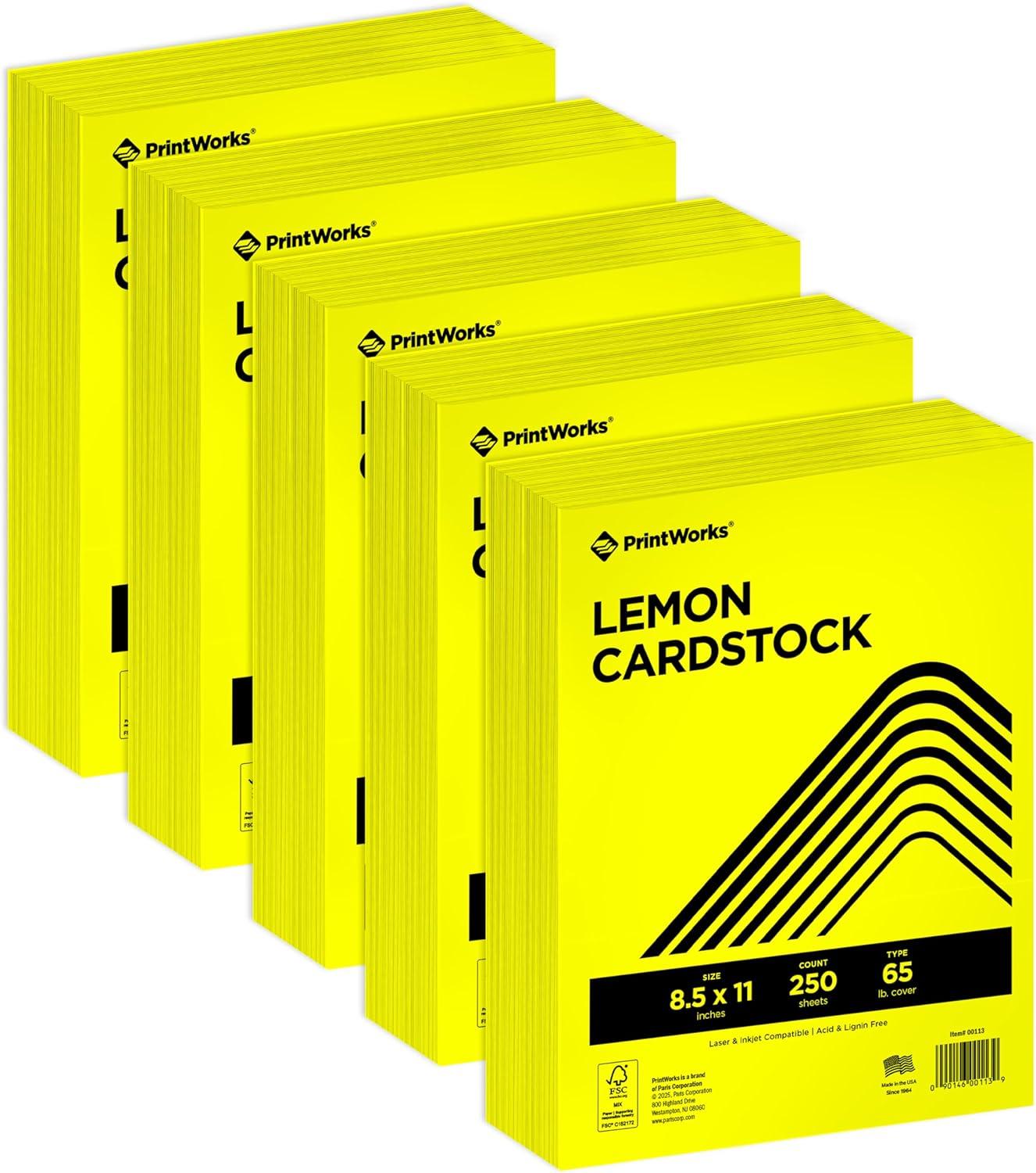 imagePrintWorks Bright Red Colored Cardstock 85 x 11  65 lb176 gsm  250 Sheets  Made in the USA  FSC Certified  AcidFree ampamp FadeResistant  Printer ampamp Cut Machine Compatible 00117Lemon Yellow