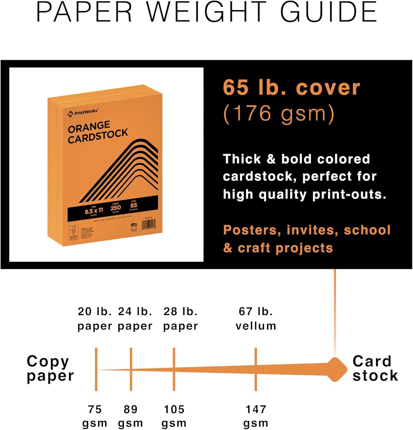 imagePrintWorks Bright Red Colored Cardstock 85 x 11  65 lb176 gsm  250 Sheets  Made in the USA  FSC Certified  AcidFree ampamp FadeResistant  Printer ampamp Cut Machine Compatible 00117Orange