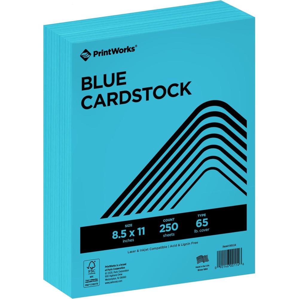 imagePrintWorks Bright Red Colored Cardstock 85 x 11  65 lb176 gsm  250 Sheets  Made in the USA  FSC Certified  AcidFree ampamp FadeResistant  Printer ampamp Cut Machine Compatible 00117Blue