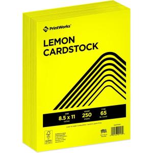 PrintWorks Bright Red Colored Cardstock 8.5” x 11” – 65 lb/176 gsm – 250 Sheets – Made in the USA – FSC® Certified – Acid-Free & Fade-Resistant – Printer & Cut Machine Compatible (00117)(Lemon Yellow)