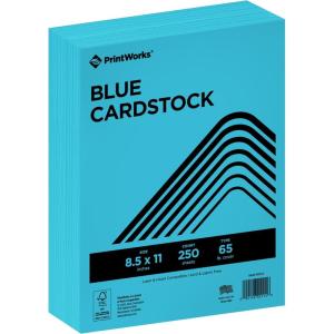 PrintWorks Bright Red Colored Cardstock 8.5” x 11” – 65 lb/176 gsm – 250 Sheets – Made in the USA – FSC® Certified – Acid-Free & Fade-Resistant – Printer & Cut Machine Compatible (00117)(Blue)