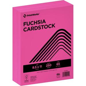 PrintWorks Bright Red Colored Cardstock 8.5” x 11” – 65 lb/176 gsm – 250 Sheets – Made in the USA – FSC® Certified – Acid-Free & Fade-Resistant – Printer & Cut Machine Compatible (00117)(Fuchsia Pink)