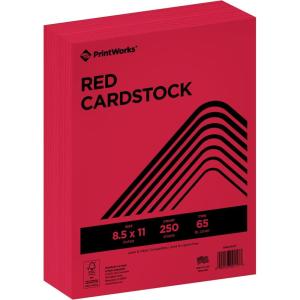PrintWorks Bright Red Colored Cardstock 8.5” x 11” – 65 lb/176 gsm – 250 Sheets – Made in the USA – FSC® Certified – Acid-Free & Fade-Resistant – Printer & Cut Machine Compatible (00117)(Red)