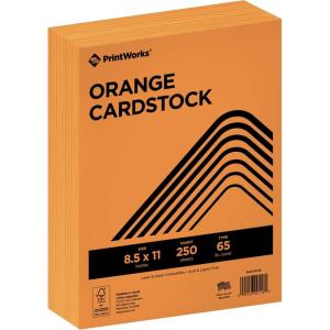 PrintWorks Bright Red Colored Cardstock 8.5” x 11” – 65 lb/176 gsm – 250 Sheets – Made in the USA – FSC® Certified – Acid-Free & Fade-Resistant – Printer & Cut Machine Compatible (00117)(Orange)