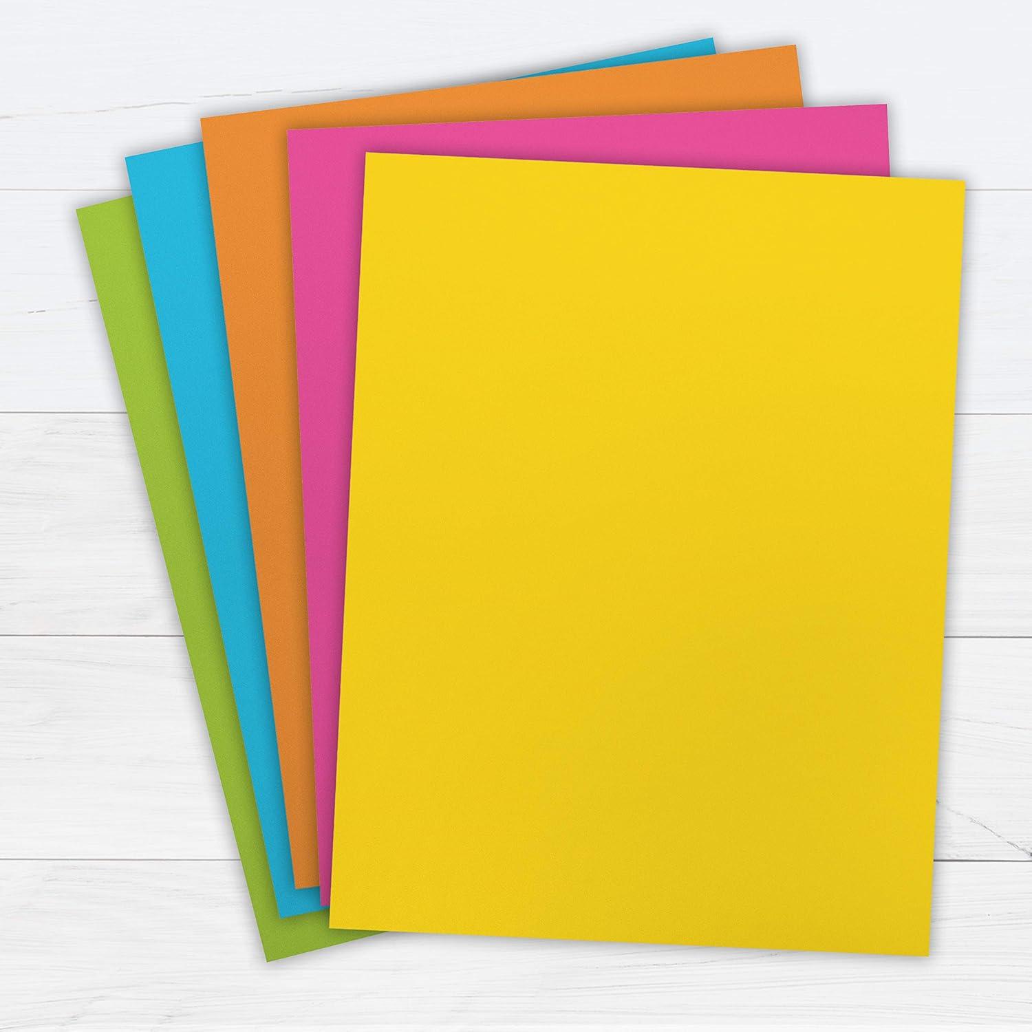imagePrintWorks Bright Cardstock 85quot x 11quot  50 Sheets  5 Assorted Primary Colors  Ideal for School ampamp Craft Projects  65 lb176 gsm  Made in the USA  FSC Certified 00682Neon