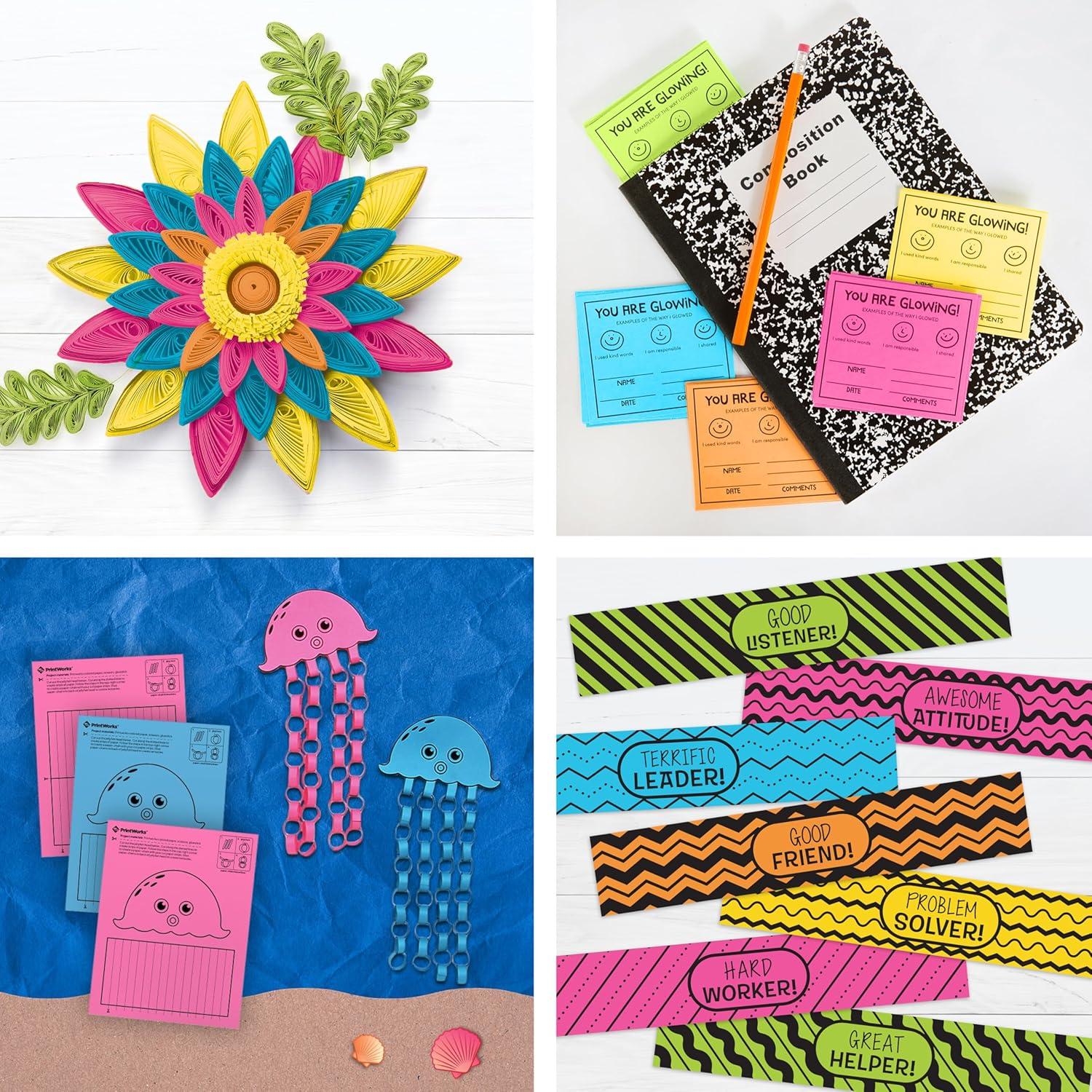 imagePrintWorks Bright Cardstock 85quot x 11quot  50 Sheets  5 Assorted Primary Colors  Ideal for School ampamp Craft Projects  65 lb176 gsm  Made in the USA  FSC Certified 00682Neon