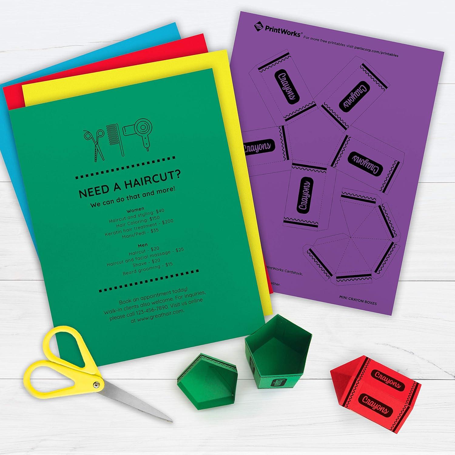 imagePrintWorks Bright Cardstock 85quot x 11quot  50 Sheets  5 Assorted Primary Colors  Ideal for School ampamp Craft Projects  65 lb176 gsm  Made in the USA  FSC Certified 00682Bright