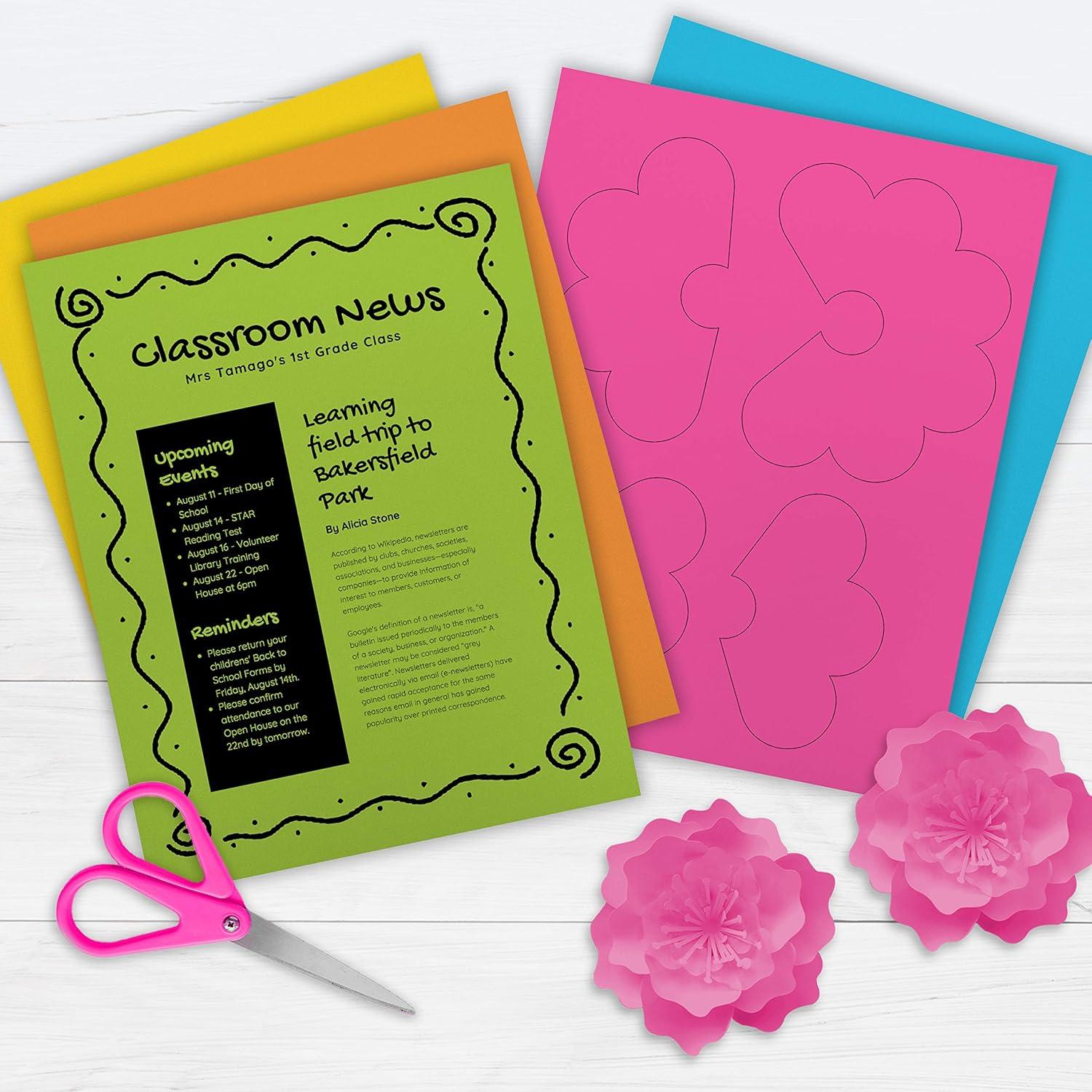 imagePrintWorks Bright Cardstock 85quot x 11quot  50 Sheets  5 Assorted Primary Colors  Ideal for School ampamp Craft Projects  65 lb176 gsm  Made in the USA  FSC Certified 00682Neon