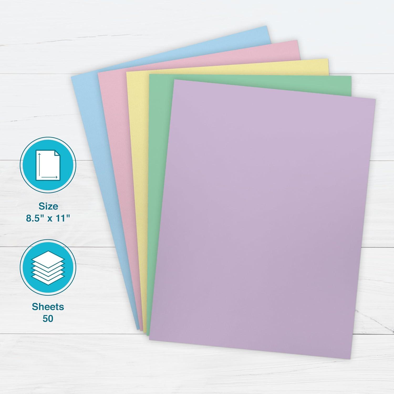 imagePrintWorks Bright Cardstock 85quot x 11quot  50 Sheets  5 Assorted Primary Colors  Ideal for School ampamp Craft Projects  65 lb176 gsm  Made in the USA  FSC Certified 00682Pastel