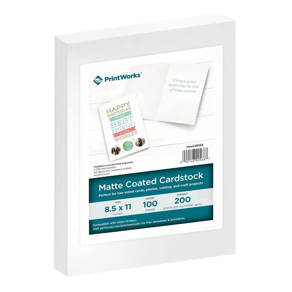 imagePrintWorks White Matte Cardstock 85quot x 11quot  100 Sheets  200 gsm Paper110 lb Cardstock  Prints Like Matte Photo Paper  Ideal for School ampamp Crafts  Photo Card Stock Made in the USA 00568
