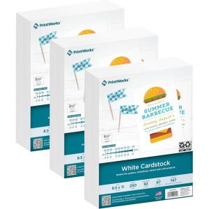 PrintWorks White Cardstock 8.5″ x 11″ – 67 lb/147 gsm Vellum Bristol – 750 Sheets – Made in the USA – SFI® Certified – 92 Bright – Card Stock Printer Paper for School, Craft, & Office Use (00564C)