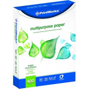 Printworks Multipurpose Paper, 20 Pound, 92 Bright, 750 Sheets, 8.5×11 Inches (00009),White(400 Sheets)