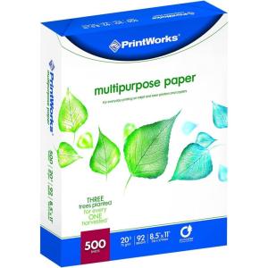 Printworks Multipurpose Paper, 20 Pound, 92 Bright, 750 Sheets, 8.5×11 Inches (00009),White(500 Sheets)