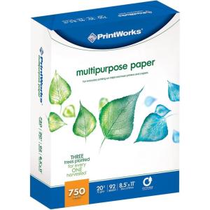 Printworks Multipurpose Paper, 20 Pound, 92 Bright, 750 Sheets, 8.5×11 Inches (00009),White(750 Sheets)