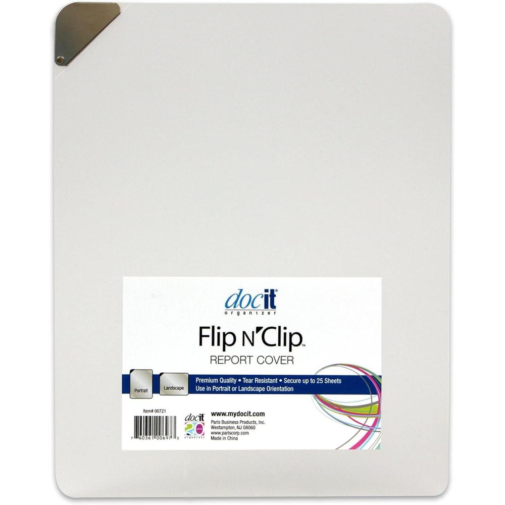imageDocIt Flip n Clip Report Cover with Swing Clip Works with Portrait or Landscape Presentations Holds 25 Sheets 6Pack Frosted 00721C1 Count Pack of 1