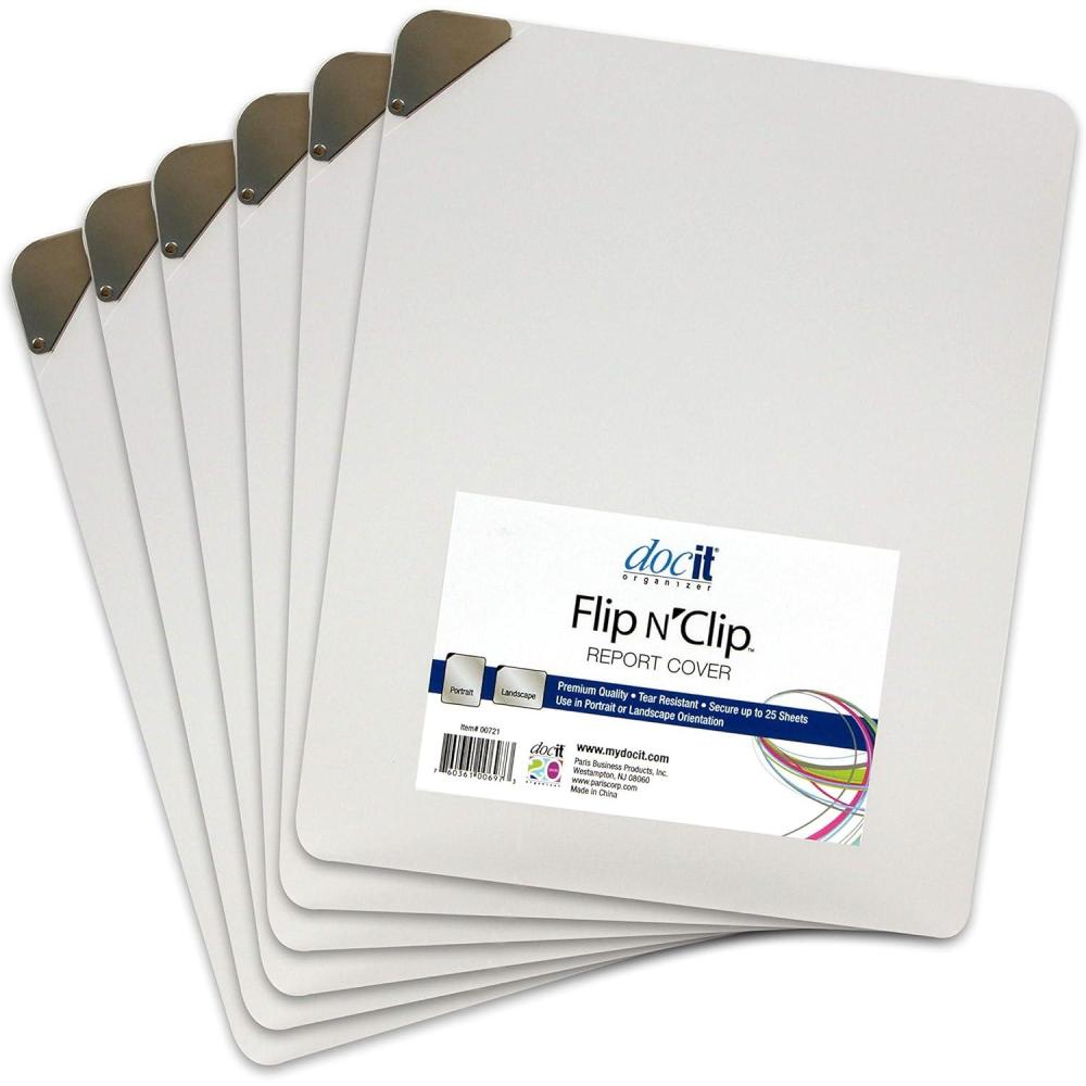imageDocIt Flip n Clip Report Cover with Swing Clip Works with Portrait or Landscape Presentations Holds 25 Sheets 6Pack Frosted 00721C6Pack