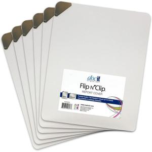 DocIt Flip n’ Clip Report Cover with Swing Clip, Works with Portrait or Landscape Presentations, Holds 25 Sheets, 6-Pack, Frosted (00721-C)(6-Pack)