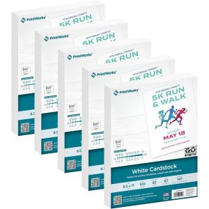 Printworks White Cardstock, 67 lb, 96 Bright, FSC Certified, (5 pack bundle) 500 Sheets, 8.5 x 11 Inch (00540C)(500 Sheets)