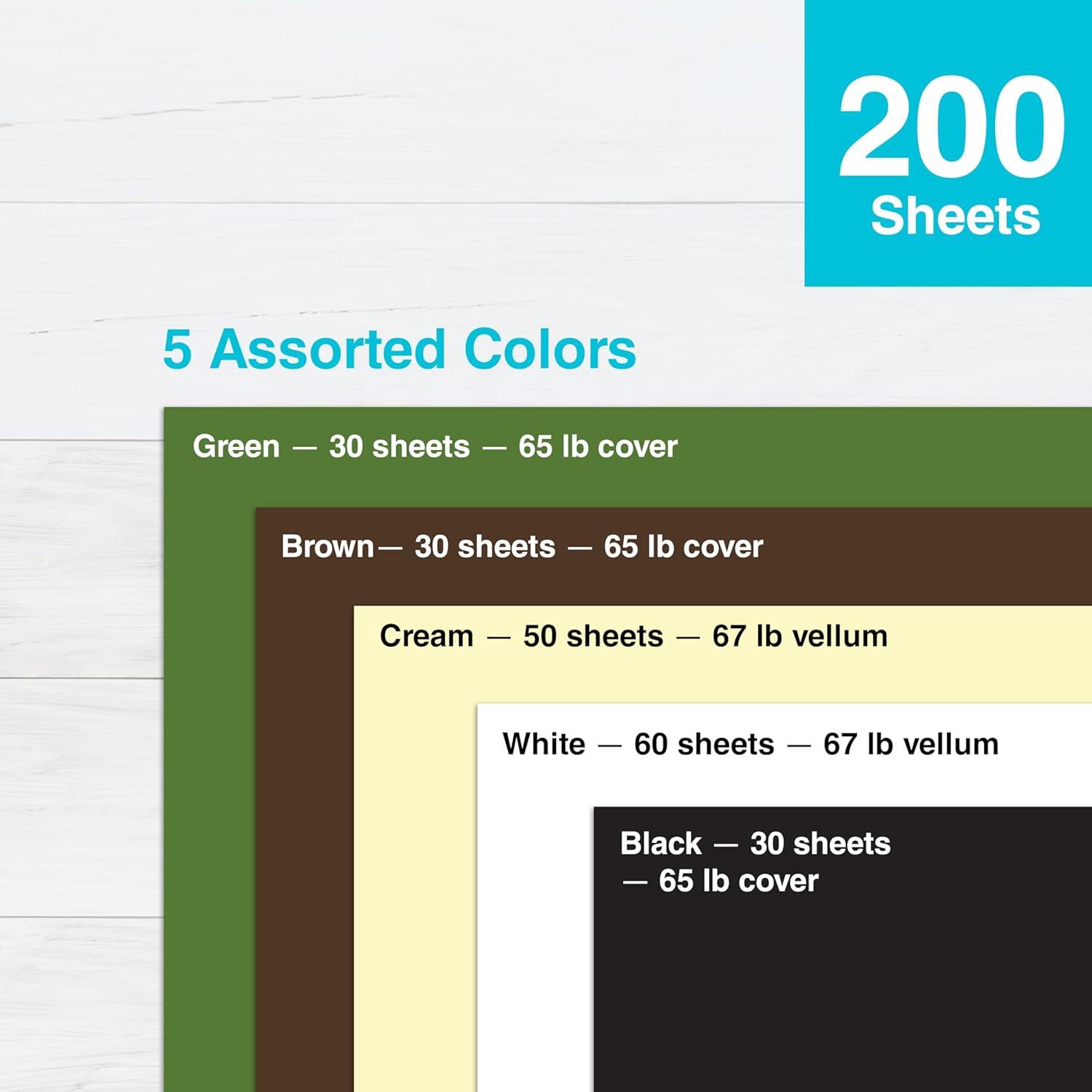 imagePrintWorks Earth Tones Cardstock Paper 85quot x 11quot  200 Sheets  5 Assorted Earth Tone Colors  Ideal for School ampamp Craft Projects  67 lb147 gsm ampamp 65 lb176 gsm  Made in the USA 00603