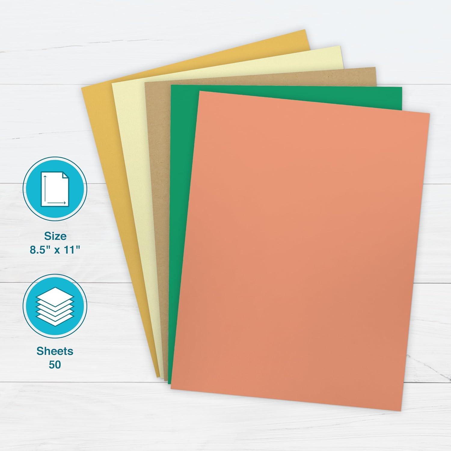 imagePrintWorks Earth Tones Cardstock Paper 85quot x 11quot  50 Sheets  5 Assorted Earth Tone Colors  Ideal for School ampamp Craft Projects  67 90 65 lb  Made in the USA 00658