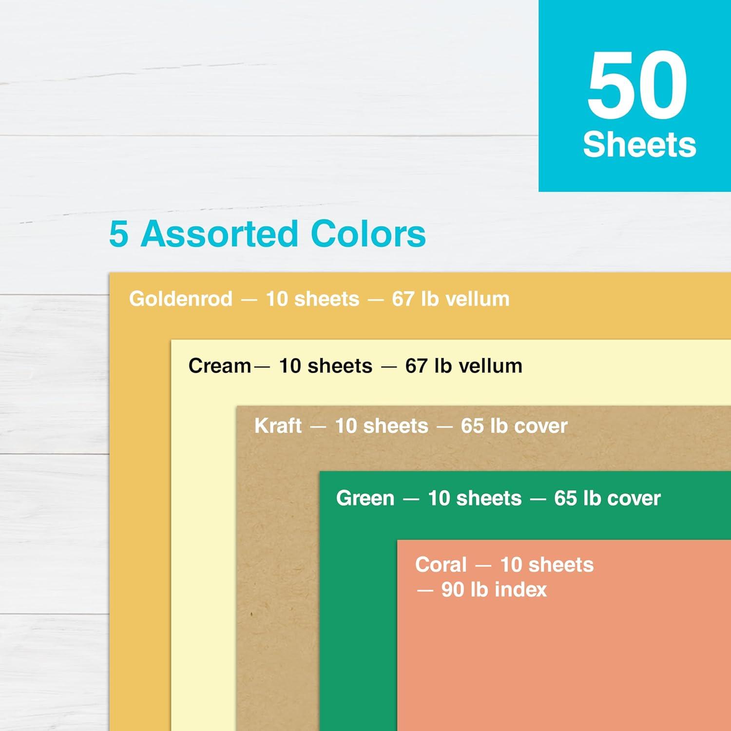 imagePrintWorks Earth Tones Cardstock Paper 85quot x 11quot  50 Sheets  5 Assorted Earth Tone Colors  Ideal for School ampamp Craft Projects  67 90 65 lb  Made in the USA 00658