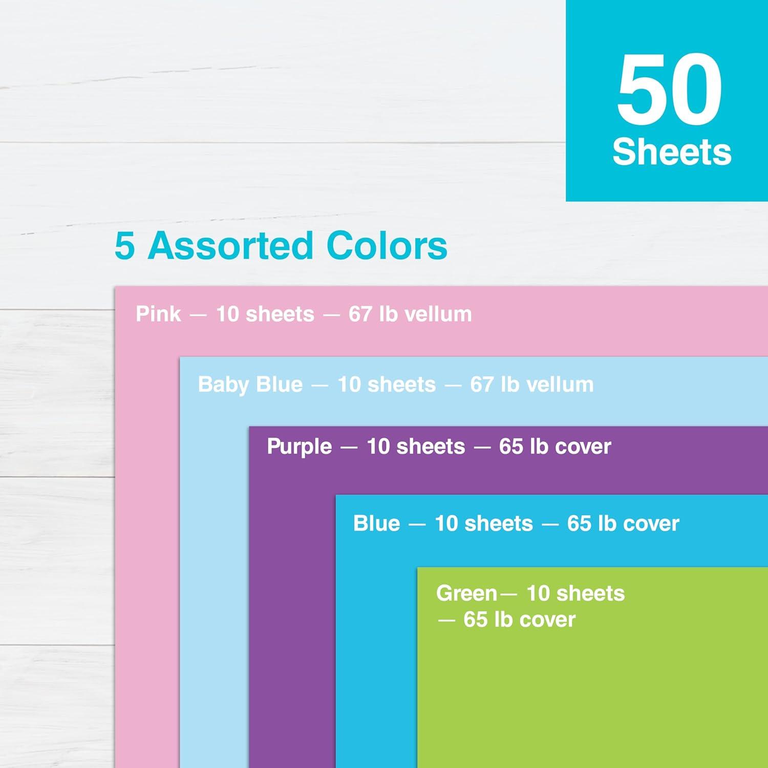 imagePrintWorks Fantasy Land Cardstock Paper 85quot x 11quot  50 Sheets  5 Assorted Fantasy Colors  Ideal for School ampamp Craft Projects  67 lb147 gsm ampamp 65 lb176 gsm  Made in the USA 00664