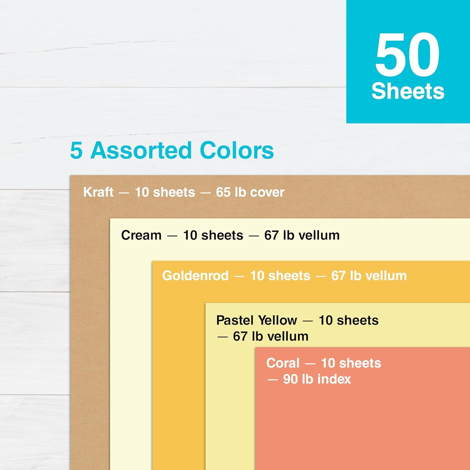 imagePrintWorks Groovy Cardstock Paper 85quot x 11quot  50 Sheets  5 Assorted Kraft ampamp Warm Colors  Ideal for School ampamp Craft Projects  67 90 ampamp 65 lb  Made in the USA 00694