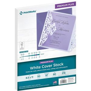 PrintWorks White Cardstock, Premium, 110 lb. Index, Ultra-Smooth, 92 Bright, 250 sheets, 8.5 x 11, For Office, Home & School Printing, Craft Projects (00562)(50 Sheets)