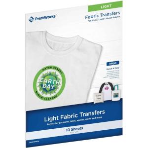 PrintWorks Iron on Heat Transfer Paper for Inkjet Printer – Printable Heat Transfer Vinyl for Light Fabric (Printable HTV) – 8.5″ x 11″ – 10 Sheets – Made in The USA – Iron on Vinyl (00636-6A)(10 Sheets)