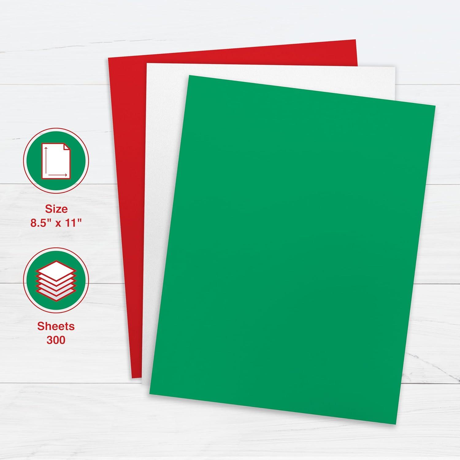 image:imagePrintWorks Holiday Paper 85 x 11 300 Sheets 3 Christmas Paper Colors Red Green amp White Ideal for School amp Craft Projects Made in The USA 24 lb89 GSM amp 28 lb105 GSM 00583