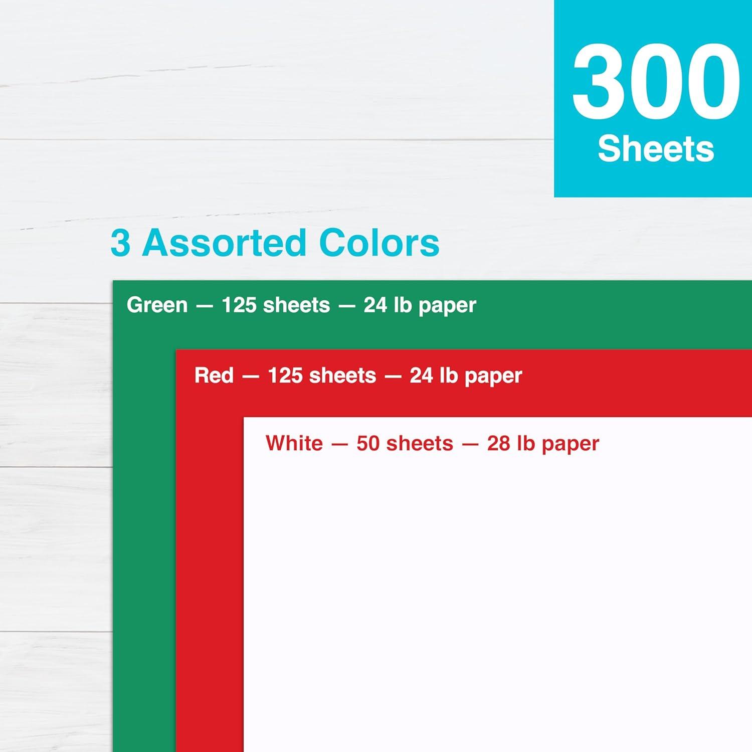 image:imagePrintWorks Holiday Paper 85 x 11 300 Sheets 3 Christmas Paper Colors Red Green amp White Ideal for School amp Craft Projects Made in The USA 24 lb89 GSM amp 28 lb105 GSM 00583