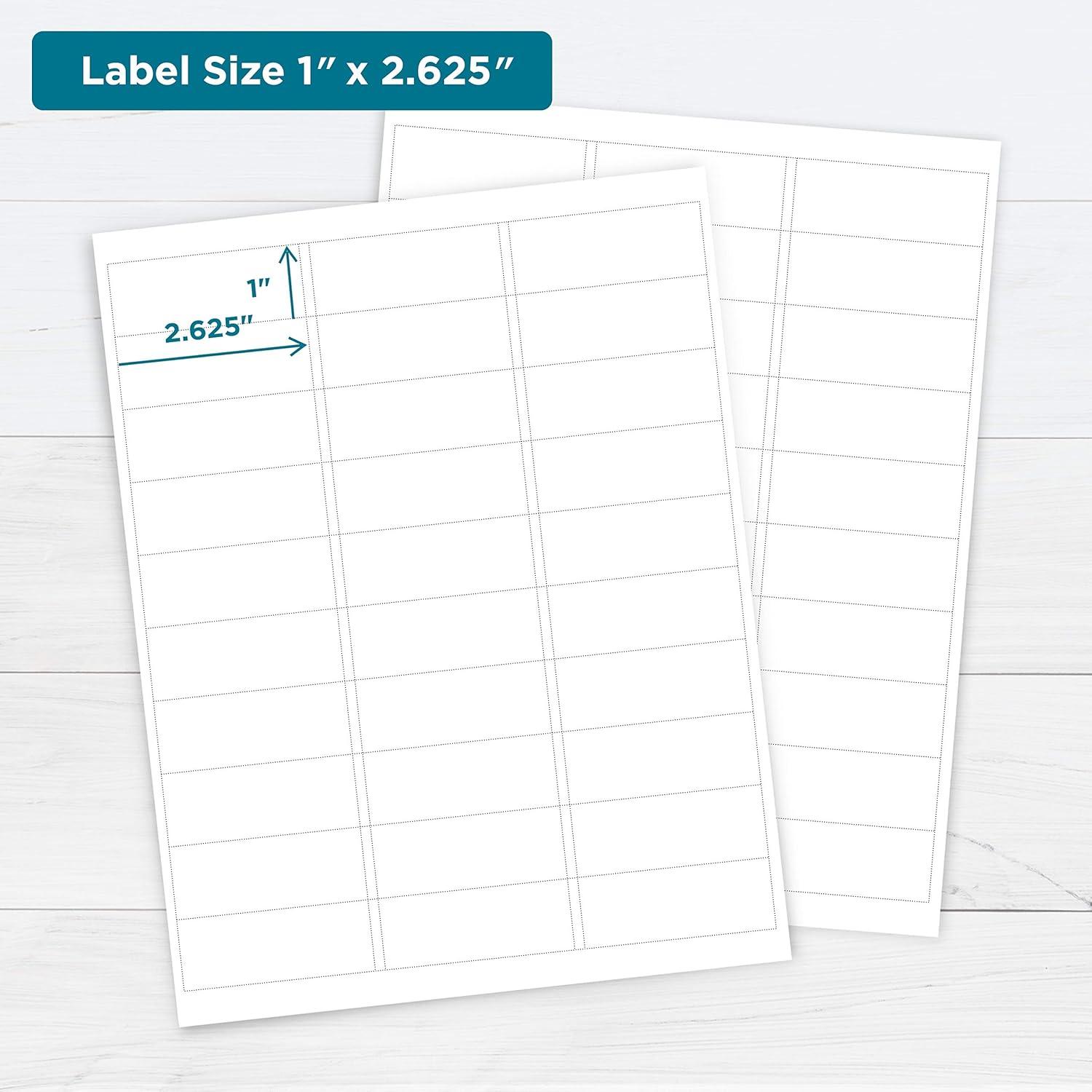 image:imagePrintworks White Matte Address Labels for Inkjet or Laser Printers or Copiers 100 Recycled 12 SheetsPack 1 inch x 2625 inch 00487100 Sheets
