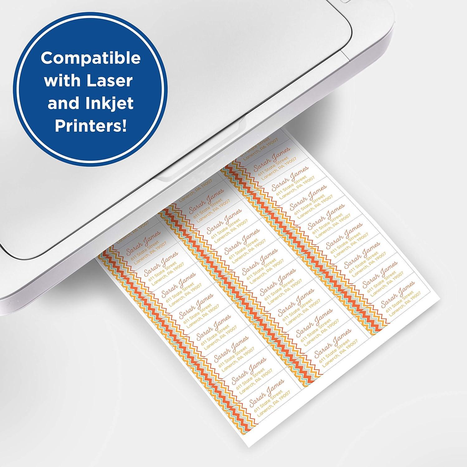 image:imagePrintworks White Matte Address Labels for Inkjet or Laser Printers or Copiers 100 Recycled 12 SheetsPack 1 inch x 2625 inch 00487100 Sheets