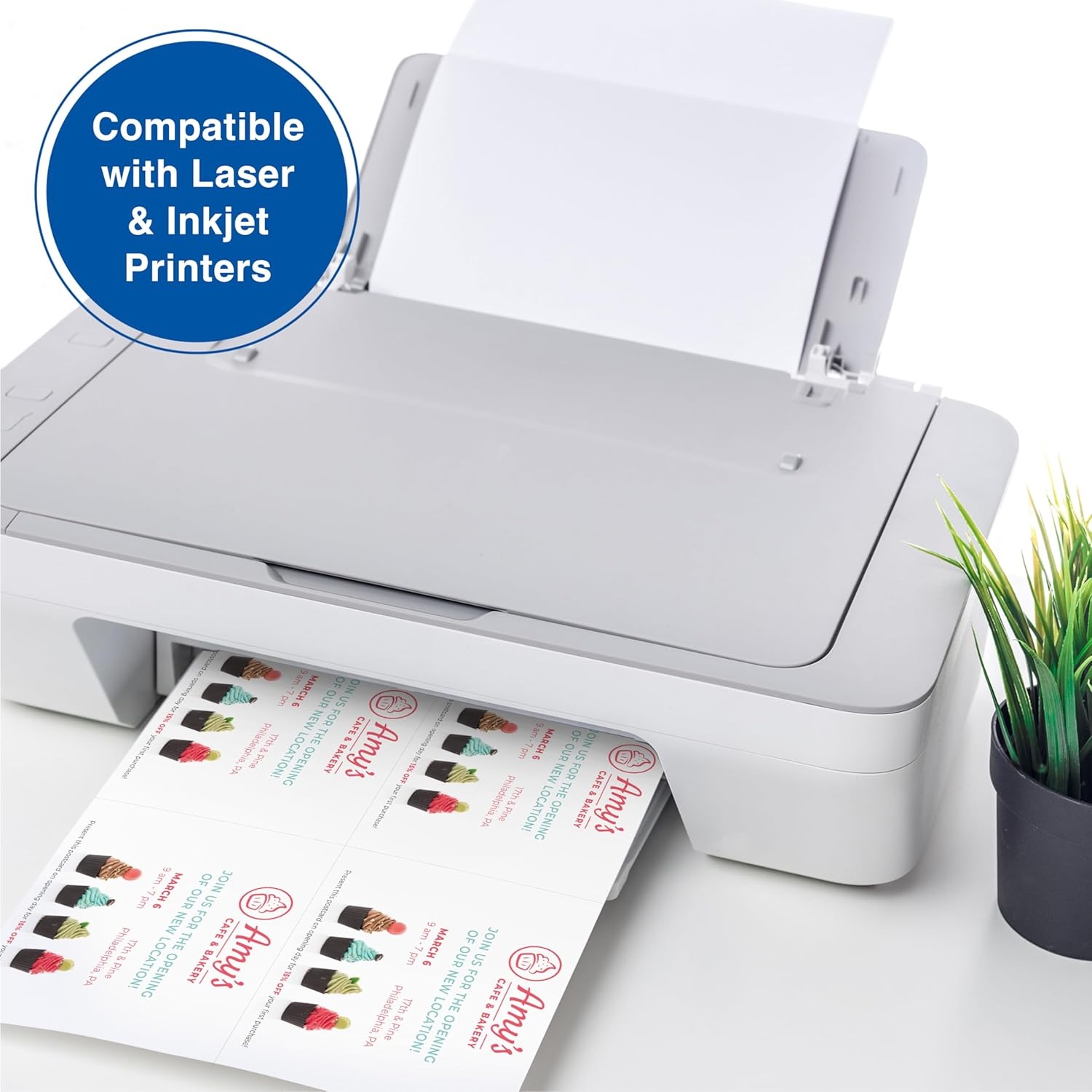 image:imagePrintWorks Blank Printable Postcards for Mailing amp Printing 5000 Cards 425 x 55 Post Card Size 4 per Sheet 1250 Sheets 85 x 11 Made in the USA No Envelope Needed White 04299C1250 Sheets